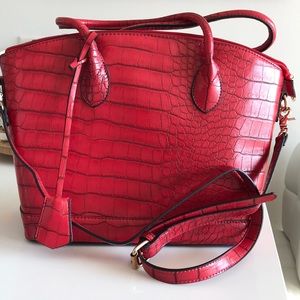 Italian Leather Snakeskin Satchel Handbag